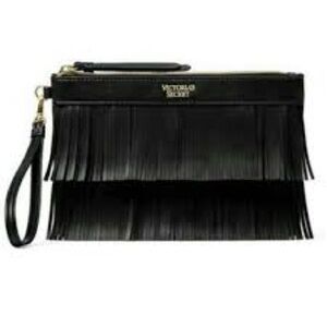 Victoria's Secret NWT Black Fringe Wristlet LARGE SIZE
